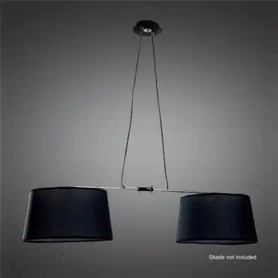 Habana Linear Pendant 2 Light With Adjustable Body WITHOUT SHADE E27 Black Polished Chrome