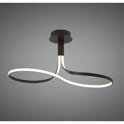 Nur Brown Oxide Rectangular Semi Flush 40W LED 2800K, 3200lm, Frosted Acrylic Brown Oxide, 3yrs Warranty