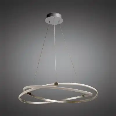 Infinity Pendant 42W LED 3000K, 3400lm, Silver Polished Chrome White Acrylic, 3yrs Warranty