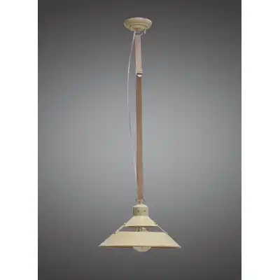 Industrial Ceiling 1 Light 40W E27 Medium, Sand Metal, Beige Belt