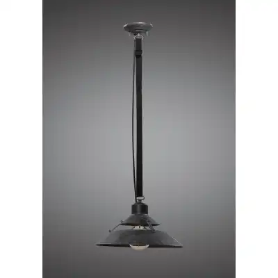 Industrial Ceiling 1 Light 40W E27 Medium, Oxide Metal, Black Belt