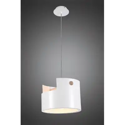 Cube Pendant Large 1x40W, White Metal Wood