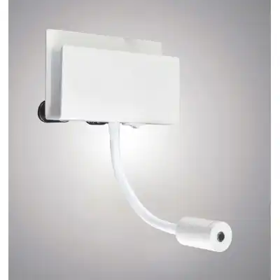 Cabarete Wall Light Rectangular 2 x 3W LED 3000K, 470lm, Switched White, 3yrs Warranty