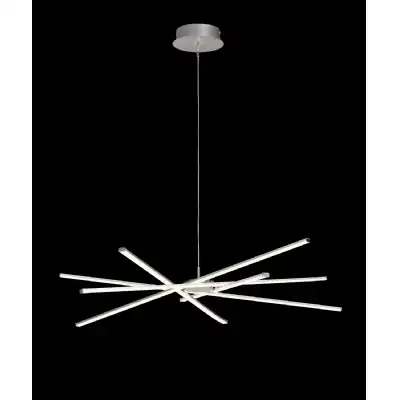 Star LED Pendant 100cm Round 60W 3000K, 4800lm, Dimmable Silver Frosted Acrylic Polished Chrome, 3yrs Warranty