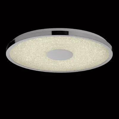 Chrome White Large 48cm Round Flush Light Remote Control