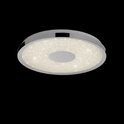 Chrome White Small 38cm Round Flush Light Remote Control