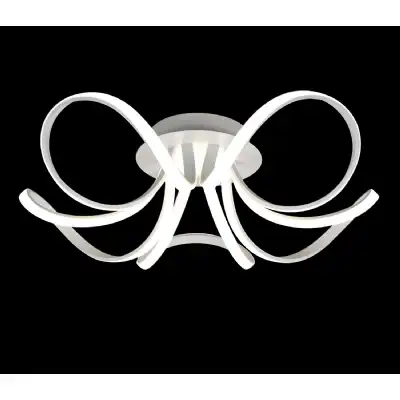 Knot Blanco Ceiling 74cm Round 5 Looped Arms 60W LED 2800K, 4800lm, Dimmable, White Frosted Acrylic, 3yrs Warranty