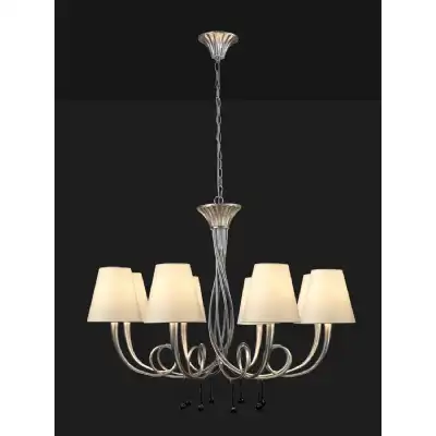 Paola Pendant 95cm Round, 8 x E14 (Max 40W), Silver Painting, Cream Shades