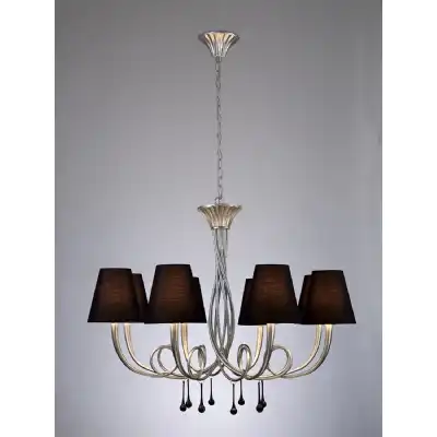 Paola Pendant 95cm Round, 8 x E14 (Max 40W), Silver Painting, Black Shades