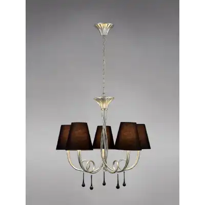 Paola Pendant 70cm Round, 5 x E14 (Max 40W), Silver Painting, Black Shades