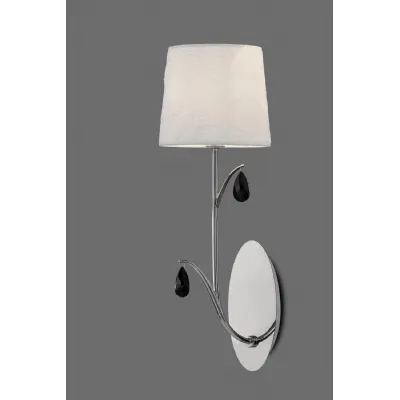 Andrea Wall Light, 1 x E14 (Max 20W), Polished Chrome, White Shades, Black Crystal Droplets