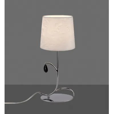 Andrea Table Lamp 45cm, 1 x E14 (Max 20W), Polished Chrome, White Shades, Black Crystal Droplets