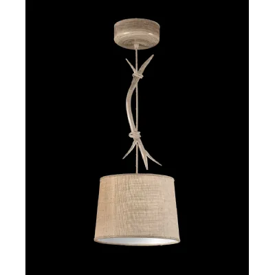Sabina Pendant 30cm Round, 1 x E27 (Max 20W), Imitation Wood, Linen Shade