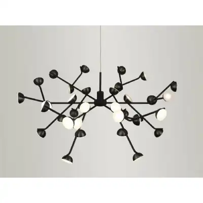 Adn 36 Light Pendant, Round 74cm, 100W LED, 3000K, 7250lm, Black, 3yrs Warranty