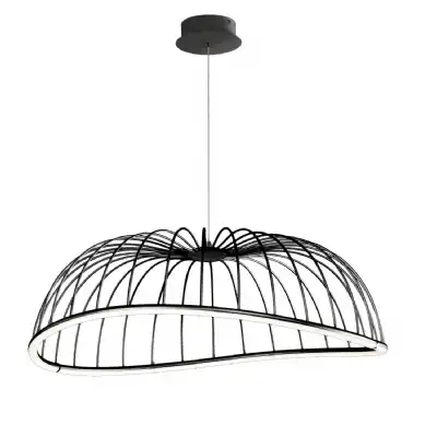 Celeste Pendant 81cm Round, 40W LED, 3000K, 2800lm, Black, 3yrs Warranty