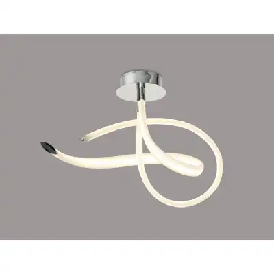 Armonia Semi Flush Curl, 40W LED, 3000K, 3000lm, Polished Chrome Frosted Acrylic, 3yrs Warranty