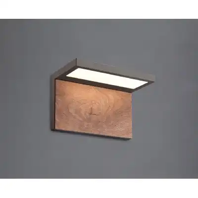 Ruka Wall Lamp, 13W LED, 3000K, 850lm, IP54, Anthracite Walnut, 3yrs Warranty