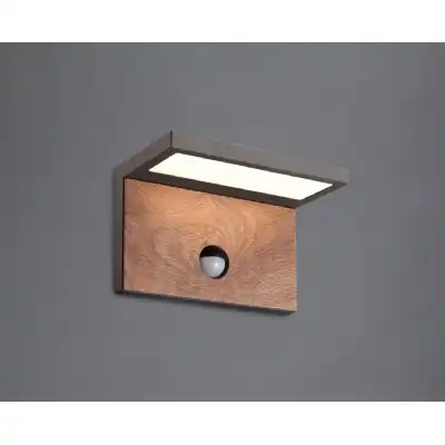 Ruka Motion Sensor Wall Lamp, 15W LED, 3000K, 900lm, IP54, Anthracite Walnut, 3yrs Warranty