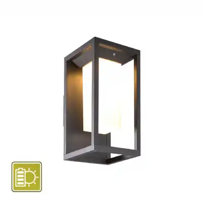 Meribel Solar Sensor Wall Lamp, 2.2W LED, 3000K, 188lm, IP54, Graphite, 3yrs Warranty