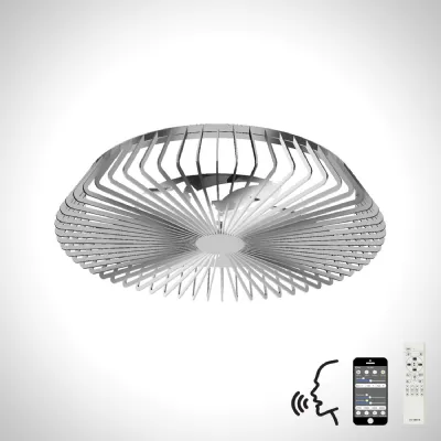 Silver LED Dimmable Ceiling Light With Fan Remote Control