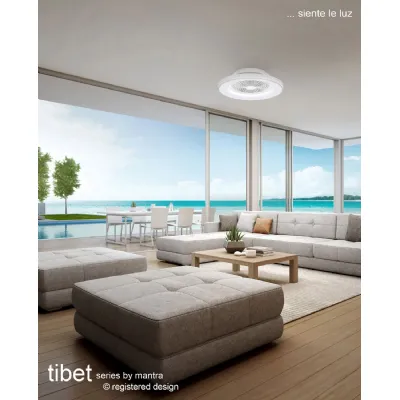 White Dimmable Ceiling Light With Built In 35W DC Fan 3900lm