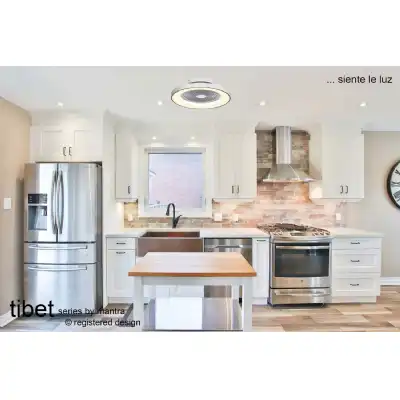 Tibet 70W LED Dimmable Ceiling Light With Built In 35W DC Fan, c w Remote Control, APP And Alexa Google Voice Control, 3900lm, Silver, 5yrs Warranty