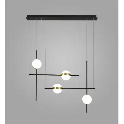 Cuba Criss Cross Linear Pendant 4 Light, 32W LED, 3000K, 2400lm, Gold, Black, 3yrs Warranty