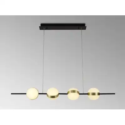 Cuba Linear Pendant 4 Light, 32W LED, 3000K, 2400lm, Gold Black, 3yrs Warranty