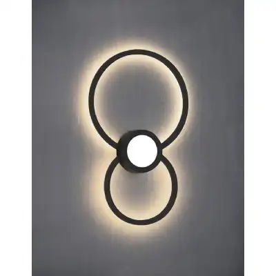 Mural Wall Lamp Circles, 24W, 3000K, 1440lm, Matt Black, 3yrs Warranty