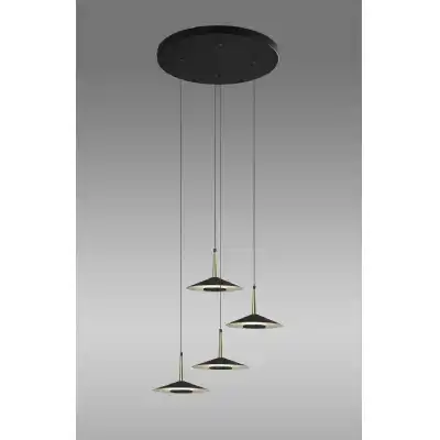 Orion 4 Light Round Pendant, 32W LED, 3000K, 2360lm, Black Antique Brass, 3yrs Warranty