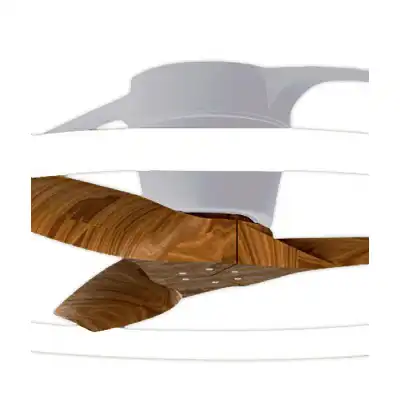 Nepal 75W LED Dimmable Ceiling Light With Built In 35W DC Reversible Fan, Silver Wood Finish c w Remote, APP And Alexa Google Voice Control, 7200lm