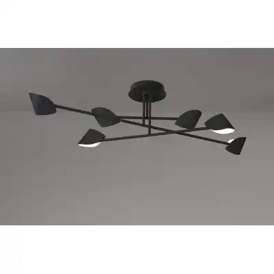 Capuccina Large 6 Light Semi Flush, 45W LED, 3000K, 3100lm, Black, 3yrs Warranty