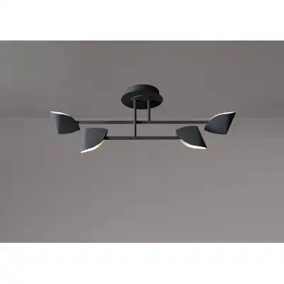 Capuccina Small 4 Light Semi Flush, 30W LED, 3000K, 2100lm, Black, 3yrs Warranty