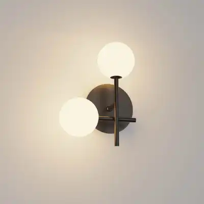 Cellar Left Wall Lamp 2 Light, Replaceable 5W LEDs, 4000K, Black