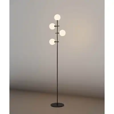 Cellar Floor Lamp 4 Light, Replaceable 5W LEDs, 3000K, Black