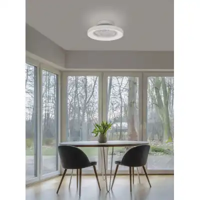 Tibet Mini 70W LED Dimmable Ceiling Light With Built In 35W DC Fan, c w Remote Control, 3900lm, White, 5yrs Warranty