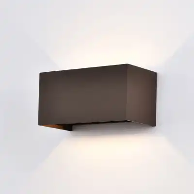 Davos Rectangle Wall Lamp, 4 x 6W LED, 3000K, 2200lm, IP54, Rust Brown, 3yrs Warranty