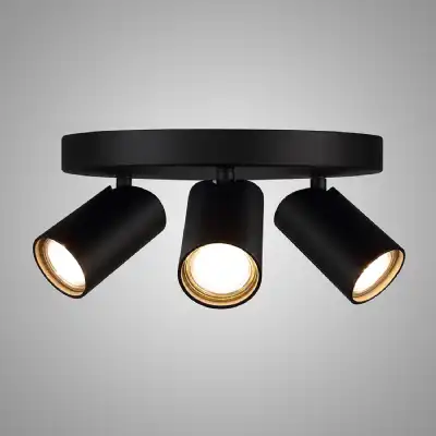 Sal Round 3 Light Spotlight GU10, Matt Black