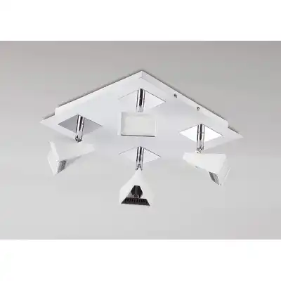 Filippo Spot Light 4 Light LED Square 20W 3000K, 1750lm, Matt White Polished Chrome, 3yrs Warranty