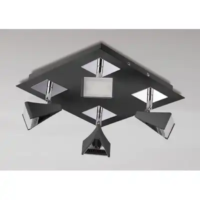 Filippo Spot Light 4 Light LED Square 20W 3000K, 1750lm, Matt Black Polished Chrome, 3yrs Warranty
