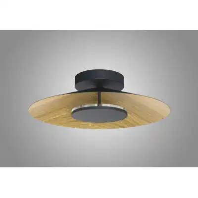 Orion Ceiling 55cm Round, 24W LED, 3000K, 1680lm, Wood Black, 3yrs Warranty