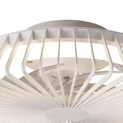 Himalaya Mini 53cm 70W LED Round Ceiling Light With Built In 30W DC Fan, 2700 5000K Tuneable White, 4900lm, Remote Control, White, 3yrs Warranty