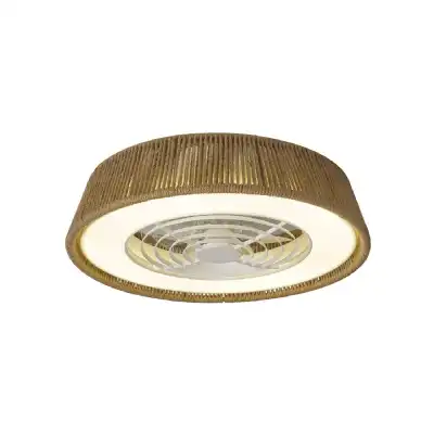 Polinesia Rope Mini 55W LED Dimmable Ceiling Light With Built In 25W DC Reversible Fan, Beige Oscu, 3800lm, 5yrs Warranty