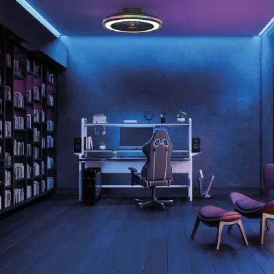 Black White Dual Function Dimmable RGB Ceiling Light and Fan