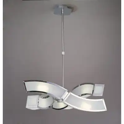 Duna GU10 Pendant 3 Arm 6 Light L1 SGU10, Polished Chrome White Acrylic, CFL Lamps INCLUDED