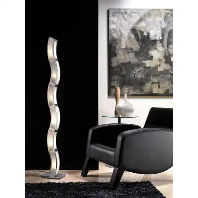 Duna GU10 Floor Lamp 6 Light L1 SGU10, Polished Chrome White Acrylic, CFL Lamps INCLUDED