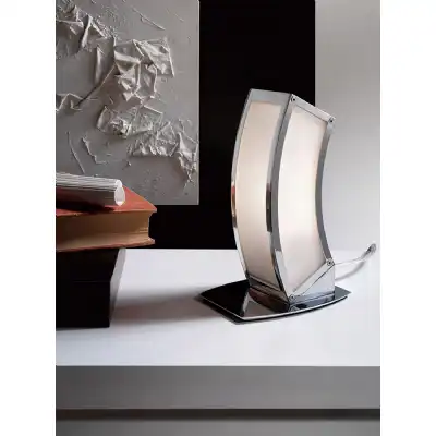 Duna GU10 Table Lamp 1 Light L1 SGU10, Polished Chrome White Acrylic, CFL Lamps INCLUDED