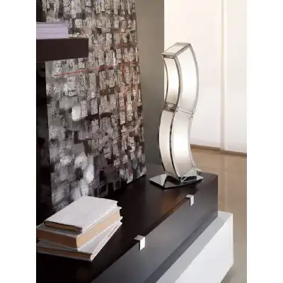 Duna GU10 Table Lamp 2 Light L1 SGU10, Polished Chrome White Acrylic, CFL Lamps INCLUDED