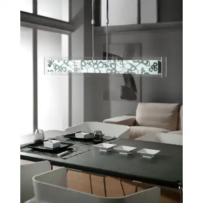 Euphoria Linear Pendant 2 Light T5, Polished Chrome, Opal White Glass, NOT LED, CFL Compatible