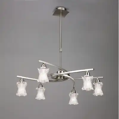 Alaska Pendant Convertible To Semi Flush 6 Light L1 SGU10, Satin Nickel, CFL Lamps INCLUDED